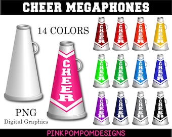 Cheer Megaphone Digital Graphic Set Single Colors | Etsy