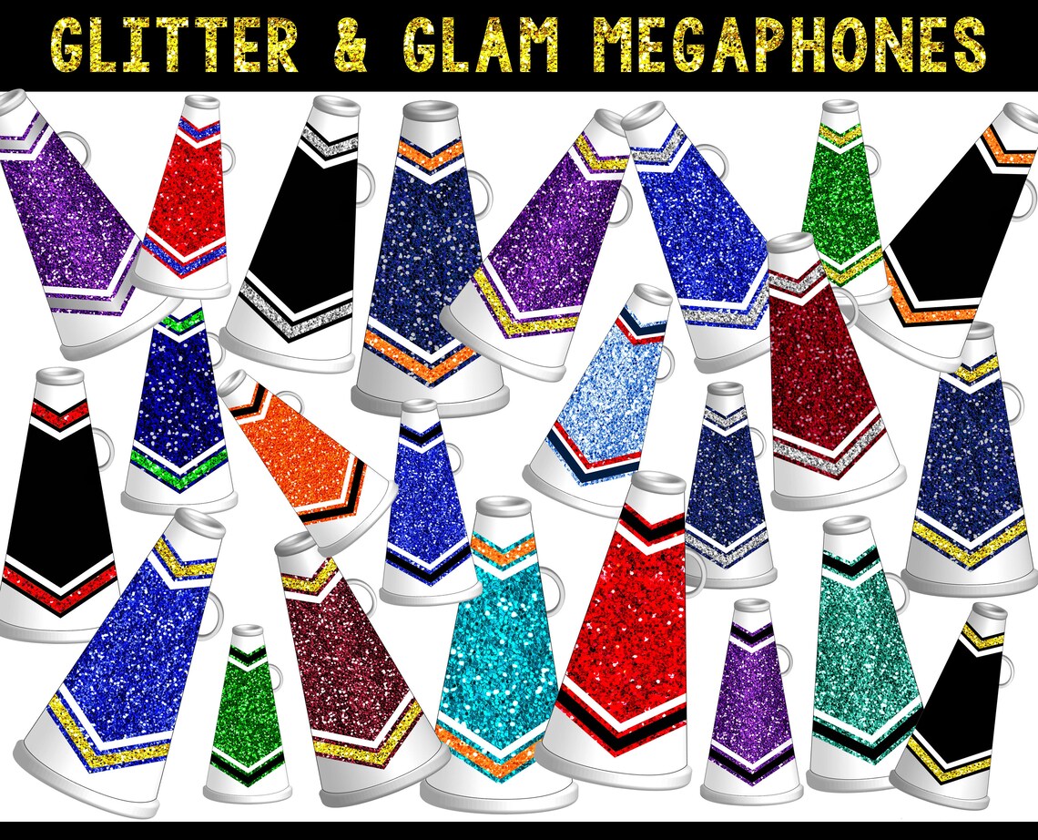 Glitter & Glam Digital Megaphone Clipart Graphics Megaphone Etsy