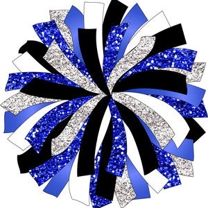 CUSTOM POM Glitter and Glam Pom Pom Digital Clip Art Black Blue