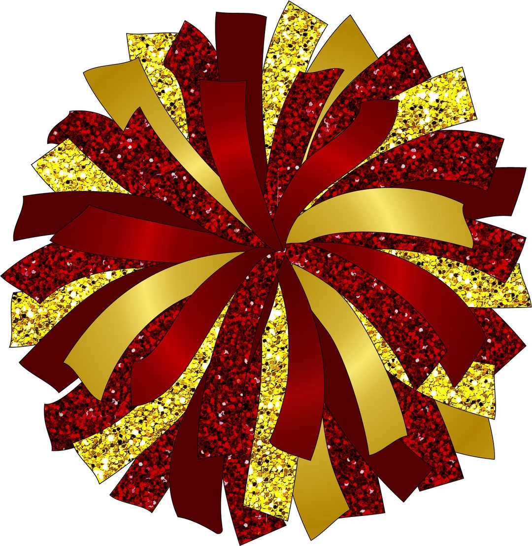 CUSTOM POM Glitter and Glam Pom Pom Digital Clip Art Maroon and Gold