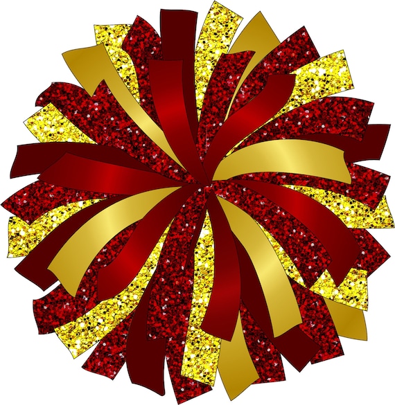 Set Of 2 Glitzy Cheerleader Pom Poms In Red