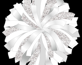 pom様 Custom Pom Pom Clipart Set - Gray White and Silver - 3 Pngs