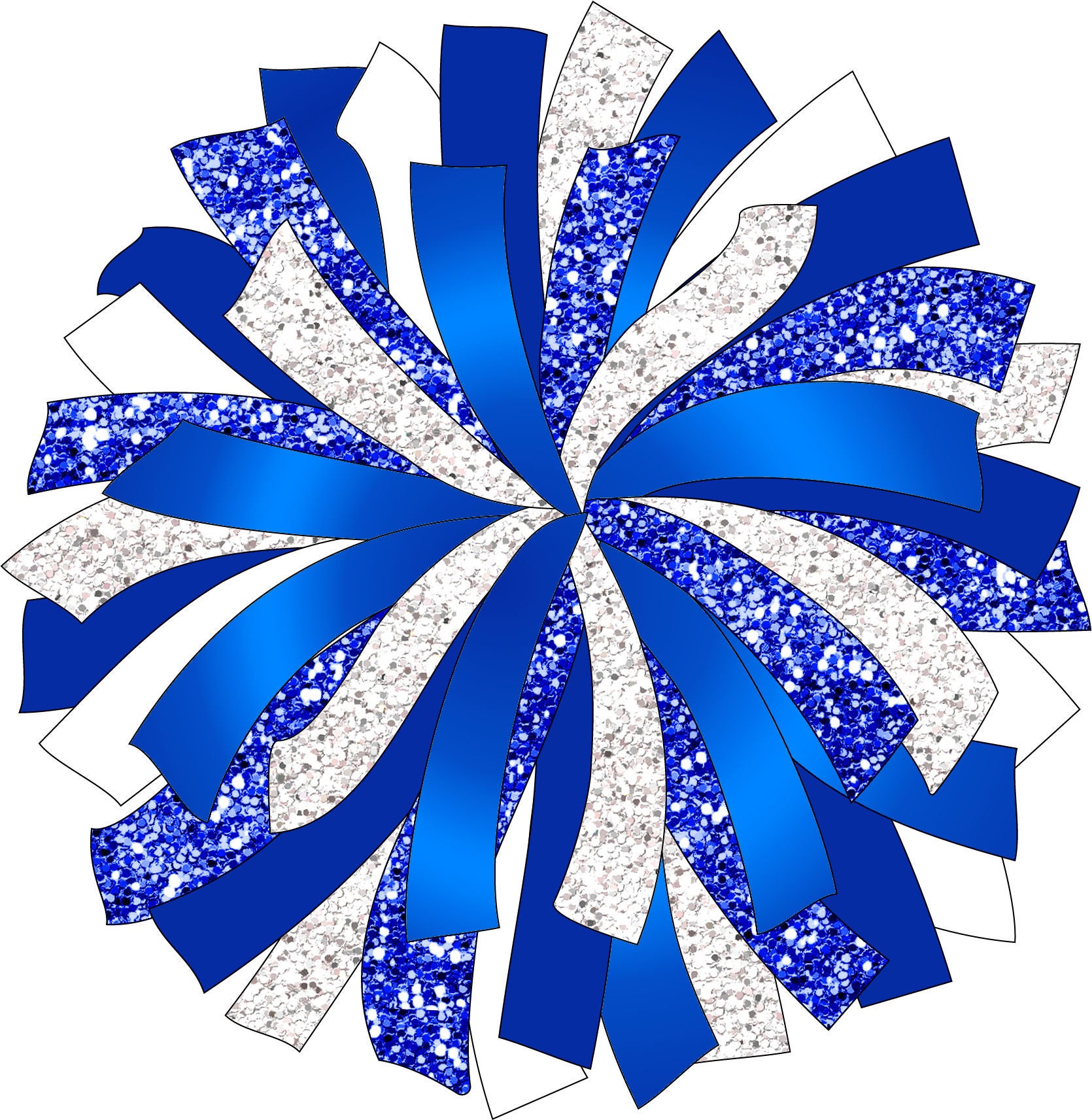 CUSTOM POM Glitter and Glam Pom Pom Digital Clip Art Blue White