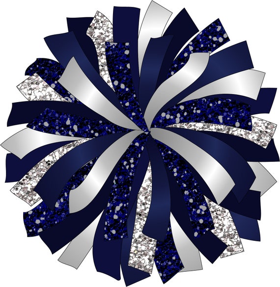 CUSTOM POM Glitter and Glam Pom Pom Digital Clip Art Navy - Etsy