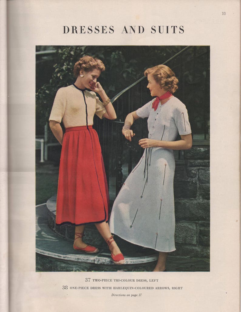 1949 Vogue Knitting Book - 12th Edition. 64 knitting patterns from the 40s. Women, Men, Children. PDF image 3