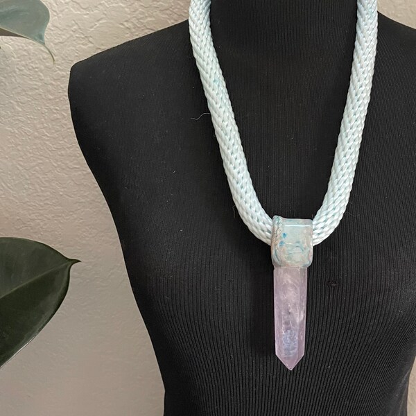 Blauwe amethist touw ketting