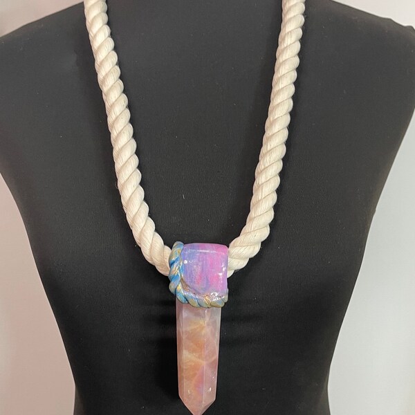 Angel Aura Rose Quartz Touw Ketting