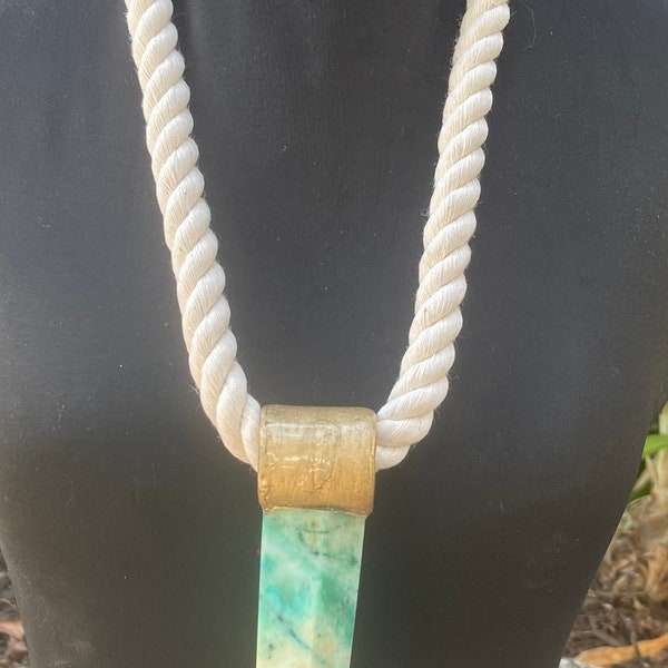 Phoenix Stone Malachite Rope Necklace.