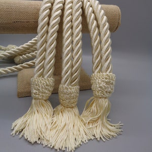 Rope Tieback set of 3  in Ivory 28 inches with 3 inch tassel
