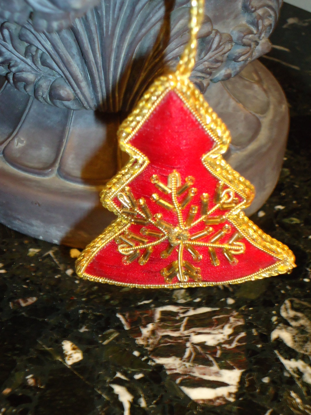 Vintage Red Christmas Tree, Beaded Christmas Ornament Etsy