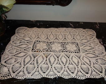 Makes perfect gift and Tomorrow's Heirloom Vintage Cream Crochet Lace Tray or Table Dollie 16 inch