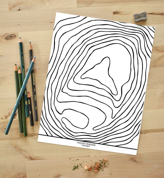 Mount Rainier Coloring Page Digital Download Etsy