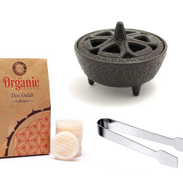 Stove and Log Burner Cast Iron Wax Melter Kits with Scented Wax Melts and Stainless Steel Tongs