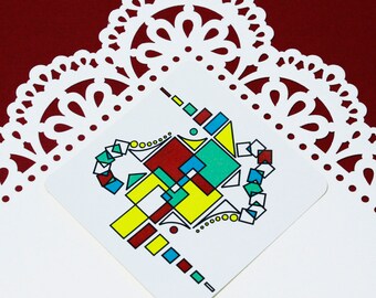 Sacred Geometry Primary Color Vinyl Sticker, Laptop Sticker
