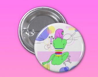 Analysis and Deconstruction Pinback Button 1 1/4 Inch, Psychedelic Pin, Festival Pin