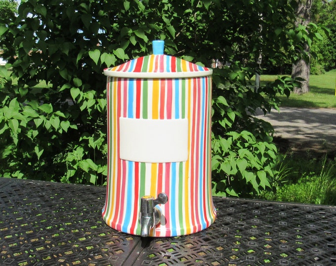 Tabletops Gallery Beverage Dispenser Striped, Hand Painted, Drink