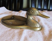 Vintage Men 39 s Jewelry Valet Brass Mallard Duck, Vintage Brass Dresser Tray, Key Coin Organizer, Gift For Dad Him, Anniversary