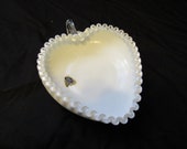 Vintage Fenton Silvercrest Heart Shaped Bowl, With Original Fenton Sticker