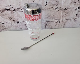 MCM Cocktail Shaker Chrom & Glas Barware Drink Shaker Drink Rezept Mixer, Mid Century Modern Vintage