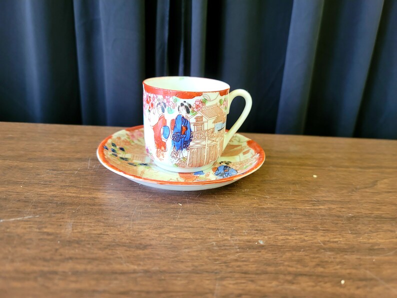 Vintage Japanese Geisha Tea Set Porcelain Hand Painted Teacup Etsy