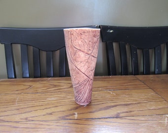 Vintage Planter Vase "Freeman" Ceramics, Hand Crafted Vase, LA Art Pottery Handthrown Botanical Imprint Stoneware Vase