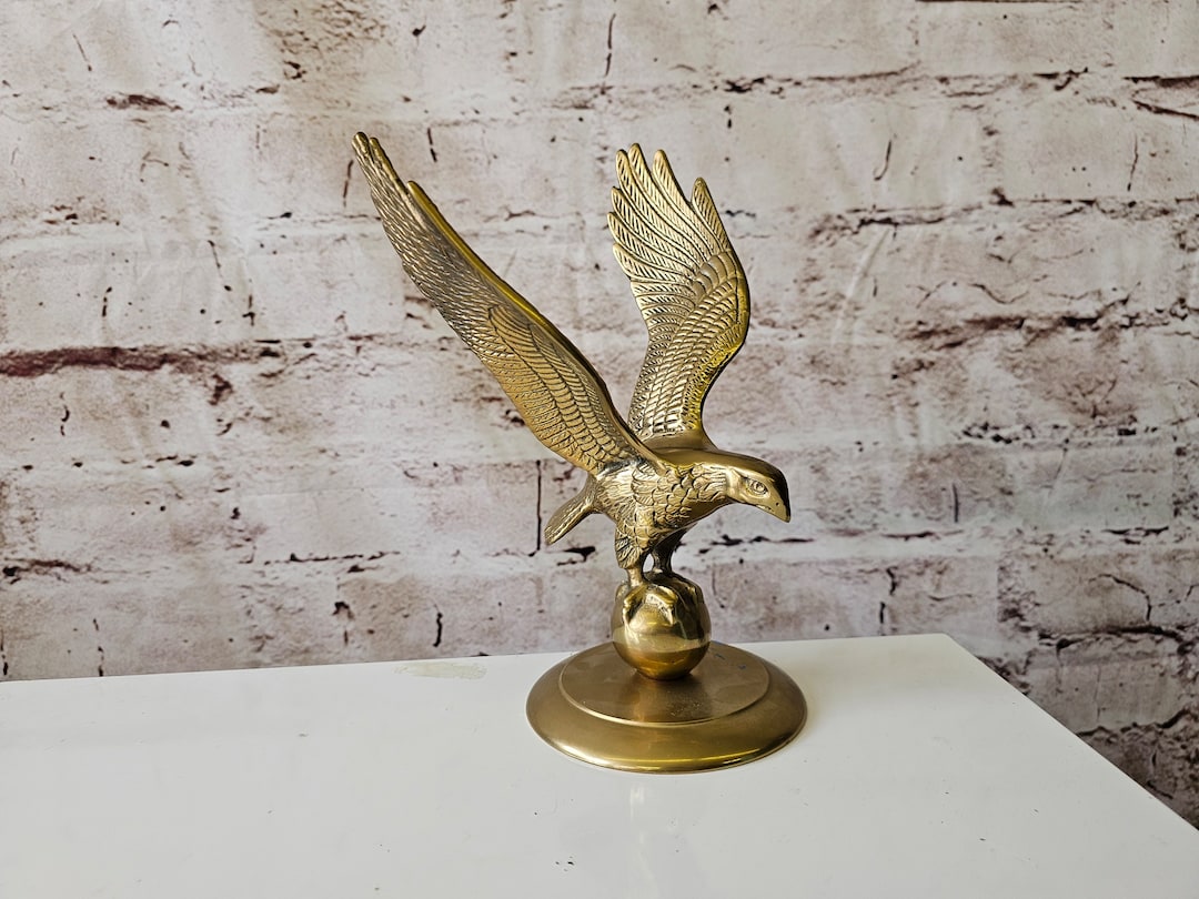 Vintage Brass Eagle Figurine Eagle in Flight Eagle Perched Etsy