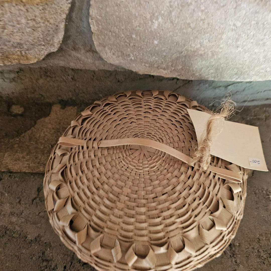 Large Lidded Natural Black Ash Splint Basket With Curlicues - Etsy