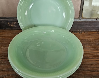 Fire King Jadeite Soup Bowls, Jane Ray, 1940's Rare Vintage FIRE JADEITE Anchor Hocking 8" Soup Bowls