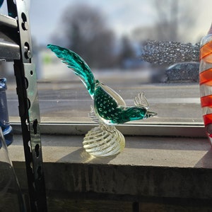 Barbini Murano Blue Sommerso Italian Rooster,Eoad Runner, Art Glass Bird Sculpture
