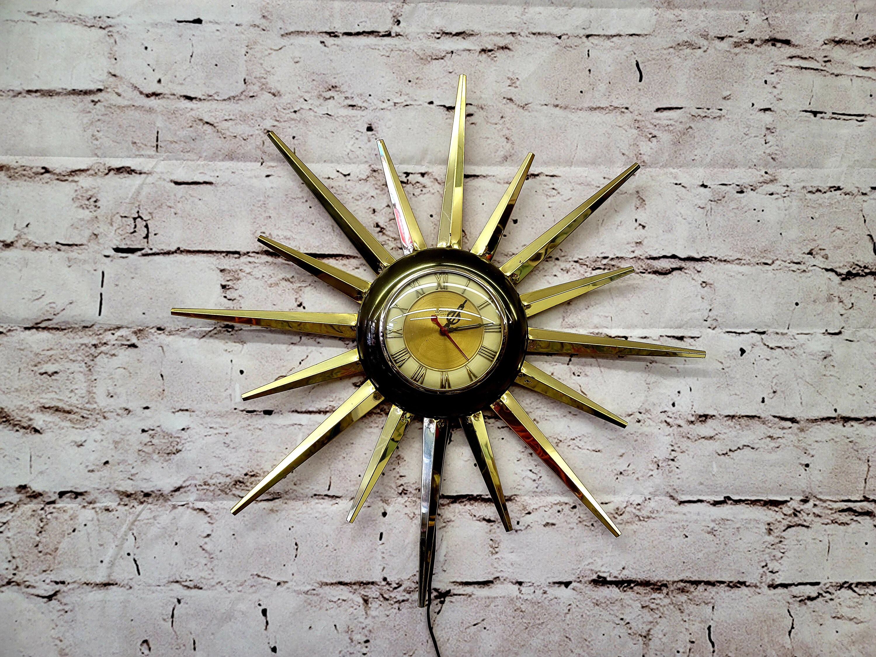 Vintage United Starburst Clock MCM Mid Century Decor Atomic