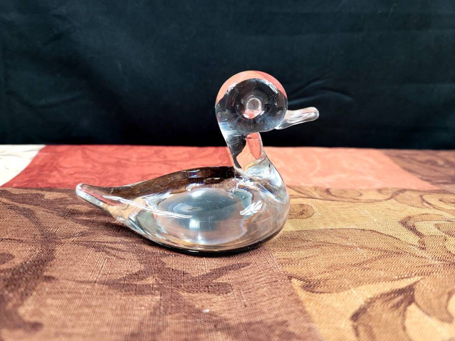 Vintage Clear Glass Duck Paperweight Art Glass Etsy
