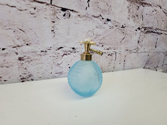 Vintage Irice Ice Blue Flower Atomizer Perfume Bo… - image 5