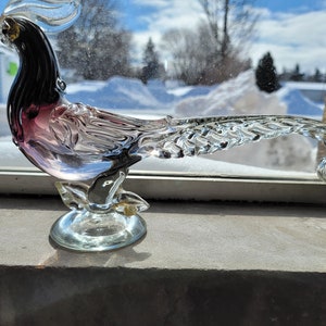 Barbini Murano Amethyst Purple Blue Sommerso Italian Art Glass Bird Sculpture