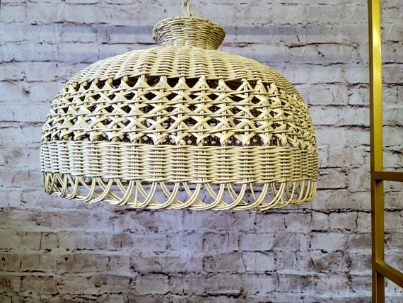 Vintage Rattan Wicker Swag Pendant Hanging Light Etsy Australia