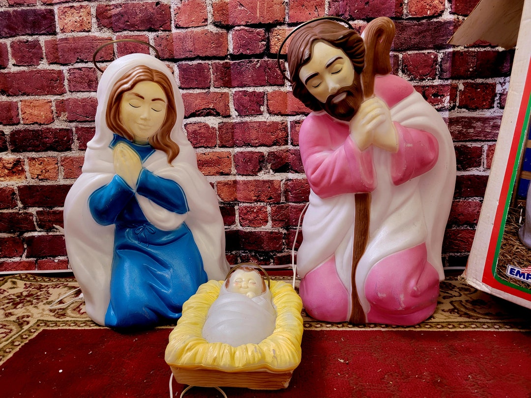 Blow Mold 3 Piece Outdoor Nativity Scene Holy Family With Etsy