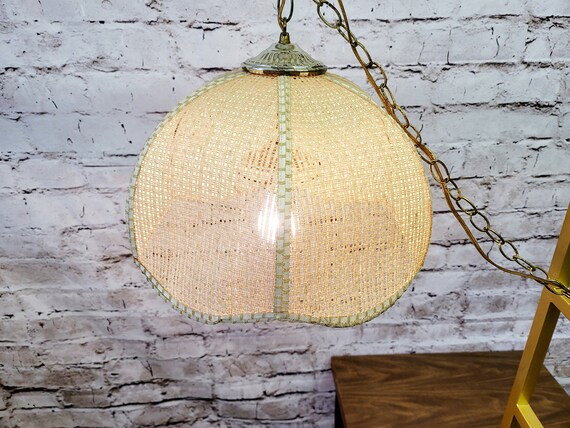 Rattan swag lamp deals