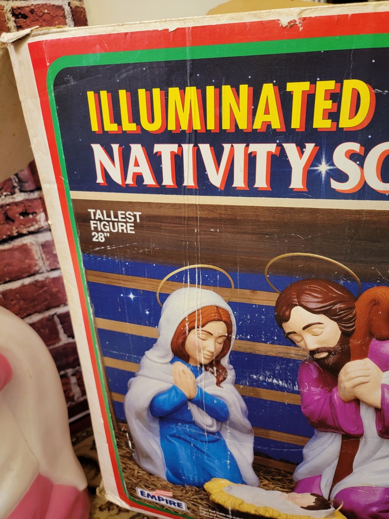 Blow Mold 3 Piece Outdoor Nativity Scene Holy Family With Etsy