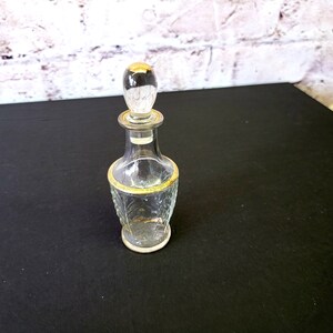 Vintage Embossed Gold Trim Cologne Perfume Bottle w Stopper