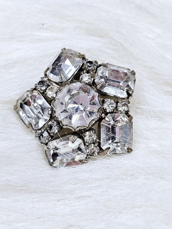 Art Deco Paste Brooch, Antique Star Shape Crystal… - image 1