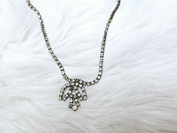 ネックレス・ペンダント VINTAGE HOLLYWOOD Crystal Clip Necklace BMR674 Vintage 50s Rhinestone Necklace Clear Stone Crystal Choker