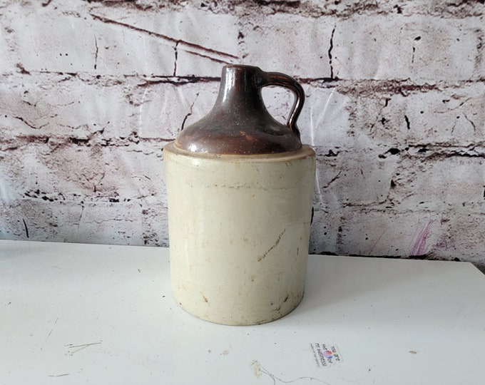 Vintage Crock Jug, Vintage Stoneware Brown Cream Jug, Whiskey