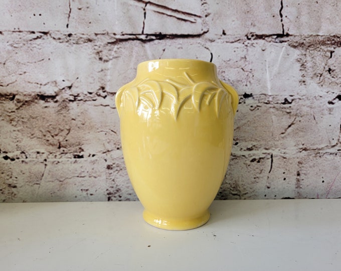 Mccoy Large Yellow Vase With Leaves, Mid Century, Pastel Etsy