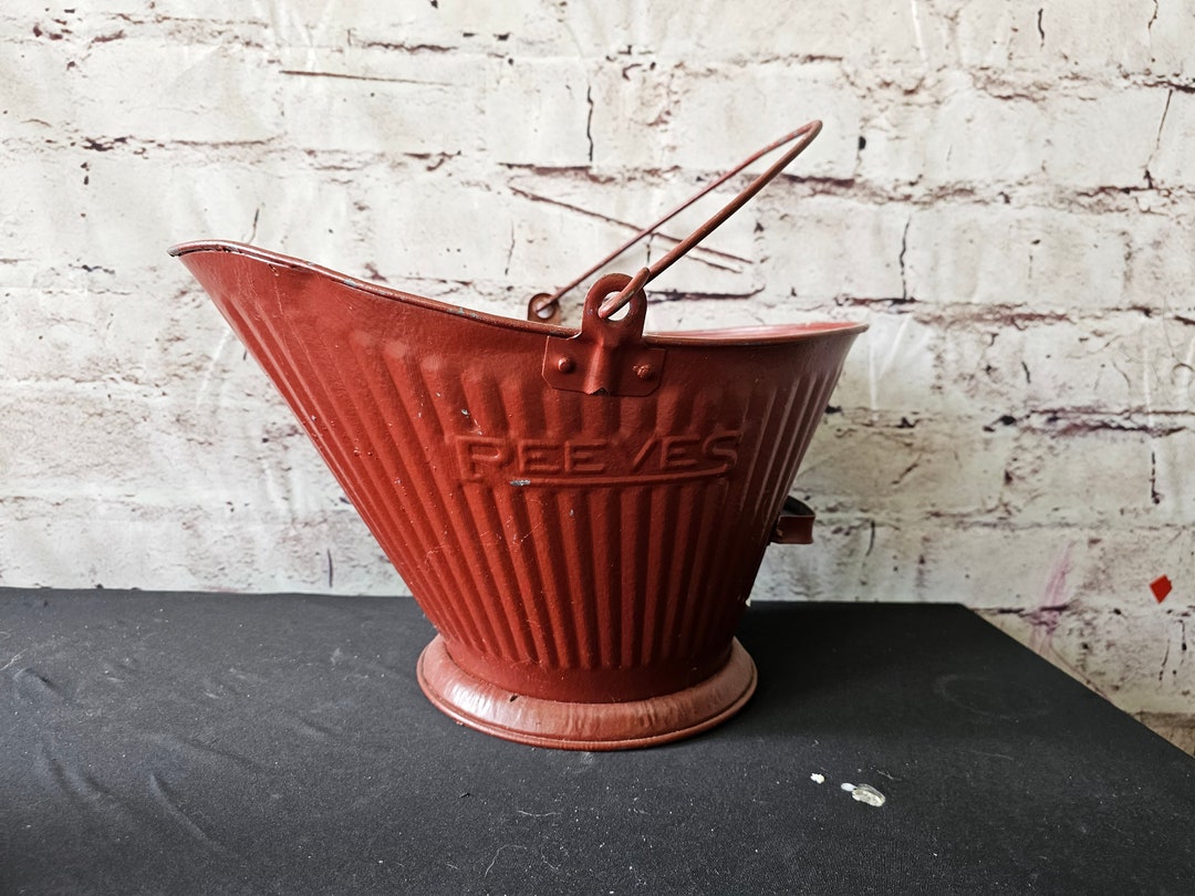 Vintage Reeves Ash Coal Scuttle Bucket Pail 17galvanized Red Etsy