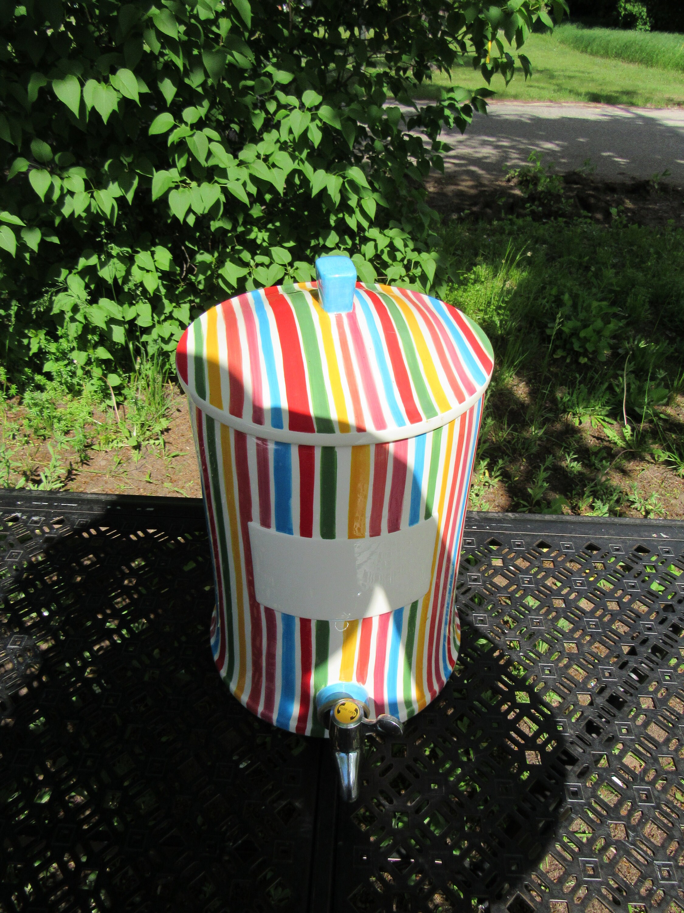 Tabletops Gallery Beverage Dispenser Striped Hand Painted Etsy