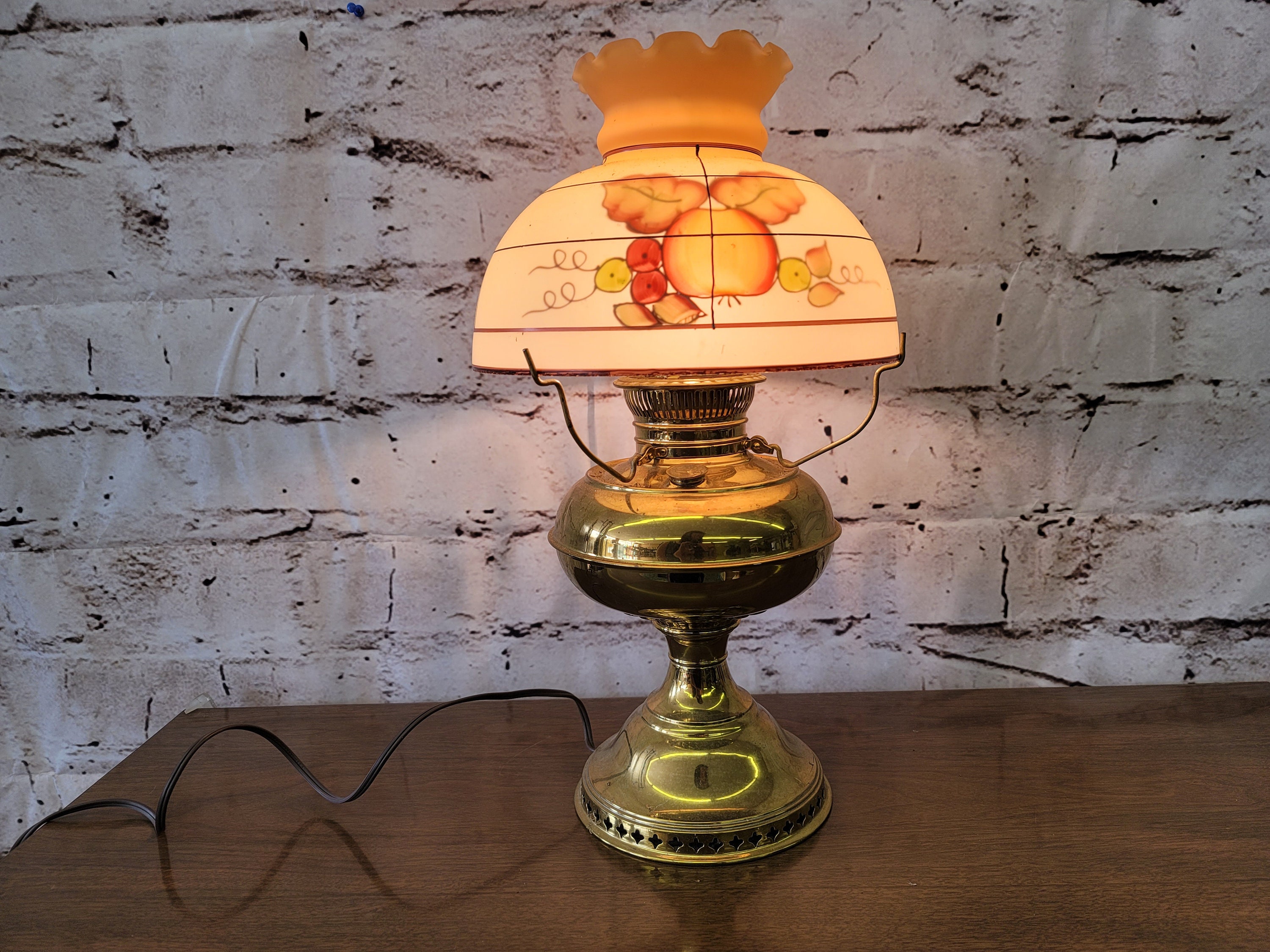 Antique Brass Rayo Oil Lamp Electrified Etsy