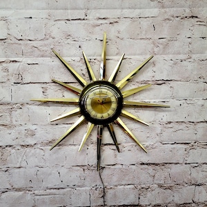 Vintage Verenigde Starburst Klok MCM Mid Century Decor Atomic