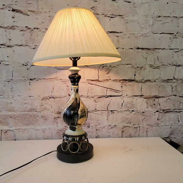 Mid Century Black Ceramic Lamp Etsy