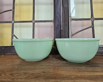 1940s Fire King Jadeite Mixing Bowl,  Rolled Rim