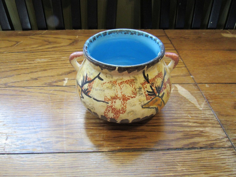Signed By Artist Label Sarlat 1 Pottery Hand Painted Deer