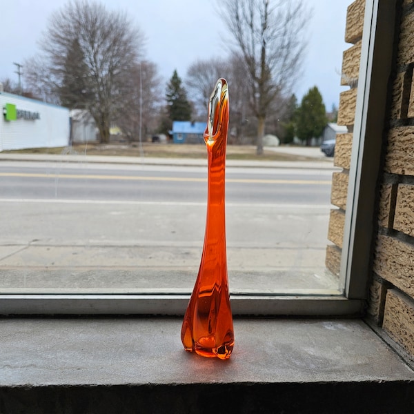 Viking Orange Amberina Swung Glass Vase